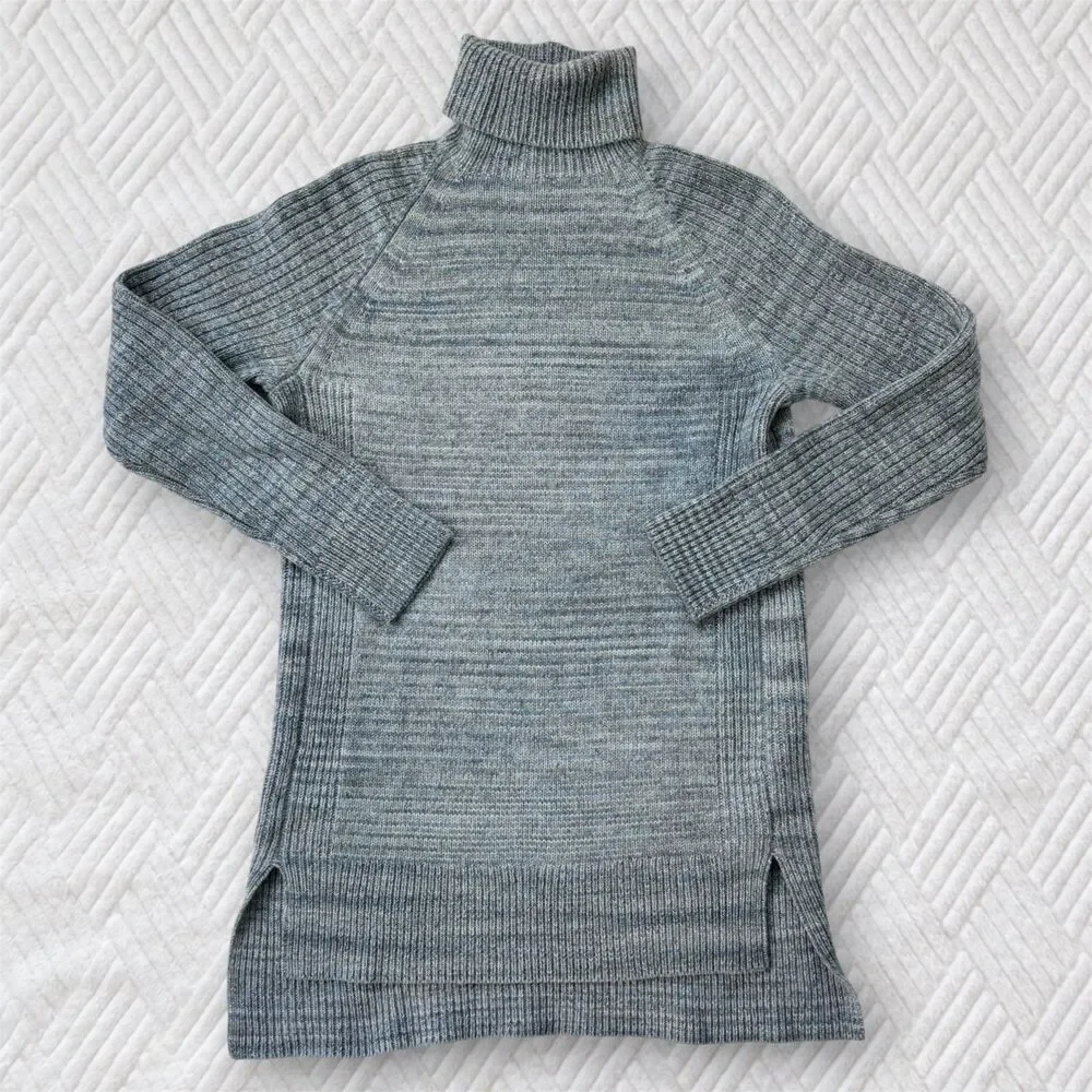 J.Crew Collection Women's XS Italian Cashmere Gray Turtleneck Sweater Dress
